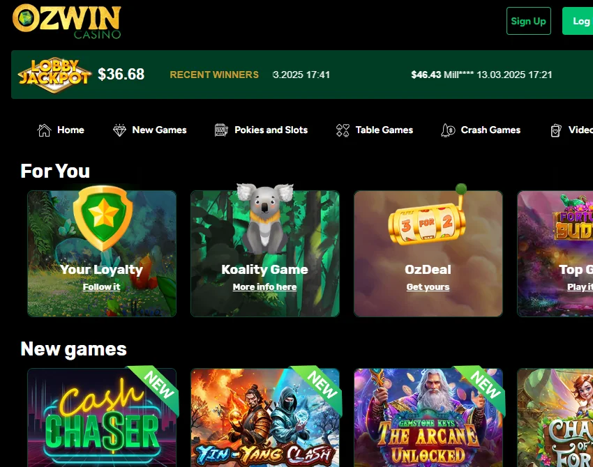 OZWin Casino games