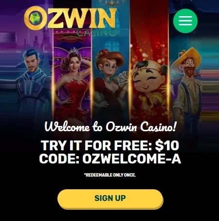 Screenshot of the Ozwin Casino login page on a desktop browser